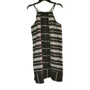 Old Navy vintage Black and Gray Striped Sheath Dress Large Tall